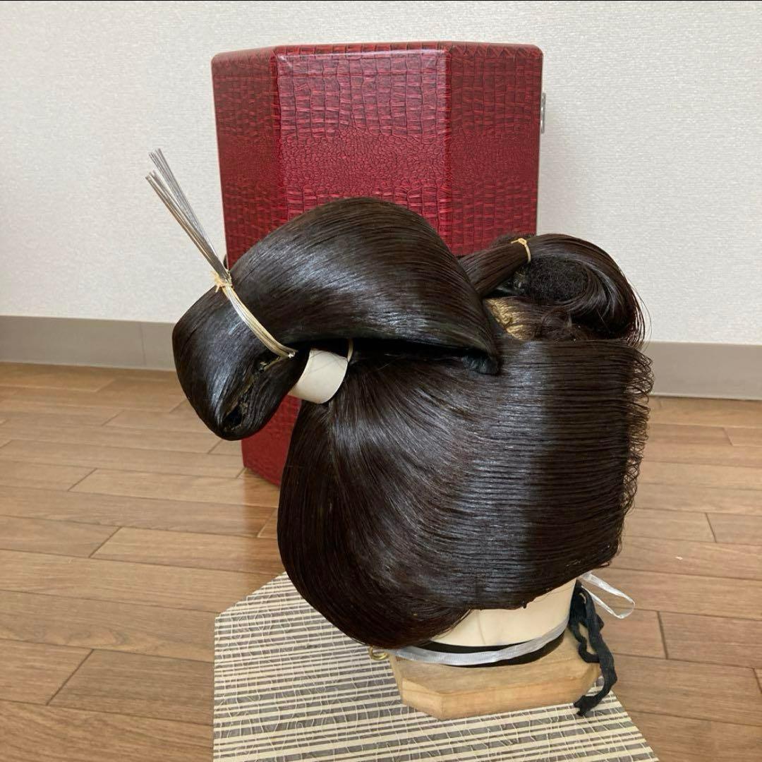 高級日本髪　高級かつら　ケース付き　かつら　舞踏　小道具　コスプレ　芸者　女形