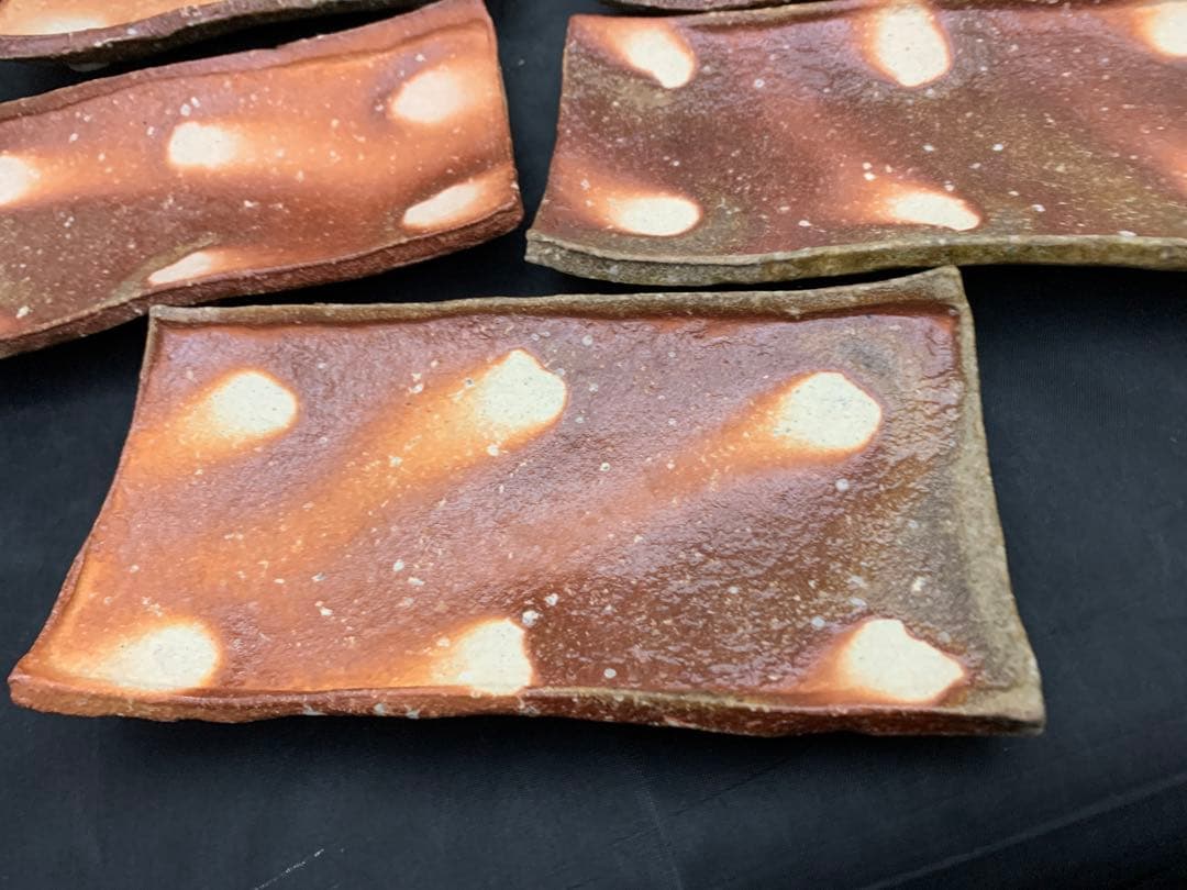 高橋楽斎　信楽焼　長方皿　5枚　栞共箱