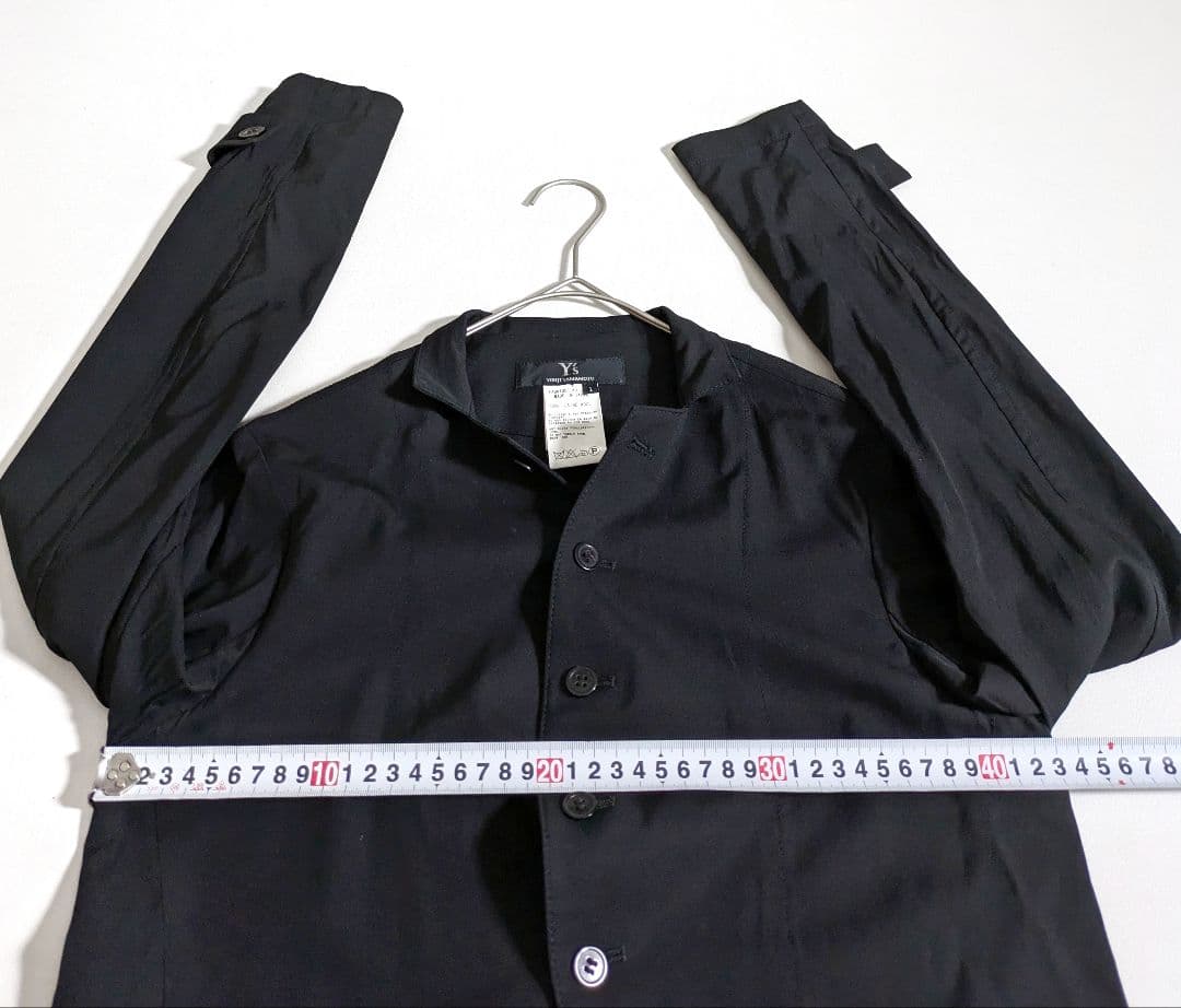 ワイズ ヨウジヤマモト／変形ウールシャツ ブラック フリル イレヘム ラウンド