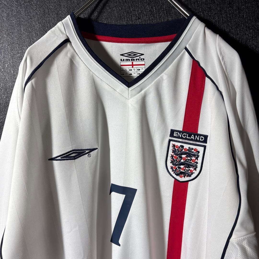 【★ベッカム】 古着 アンブロ イングランド代表 7番 2XL 白 長袖 ホーム