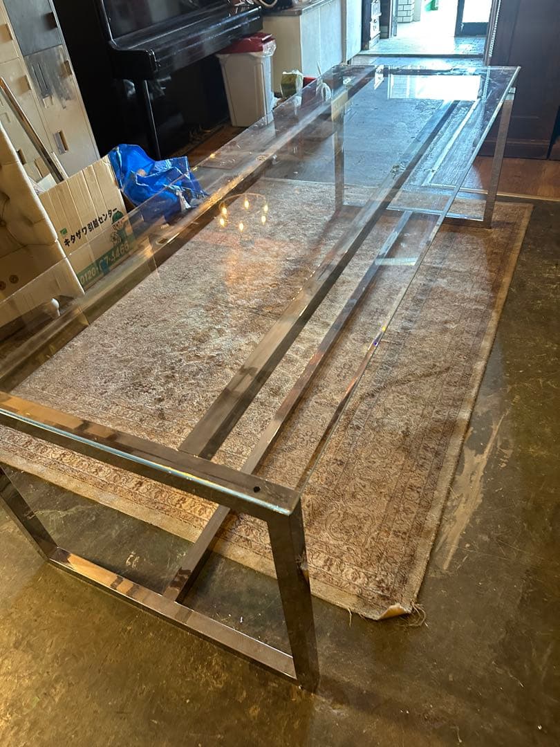 【東京都内23区配送無料】240cm ガラステーブル　事務　デザイナーズ　机