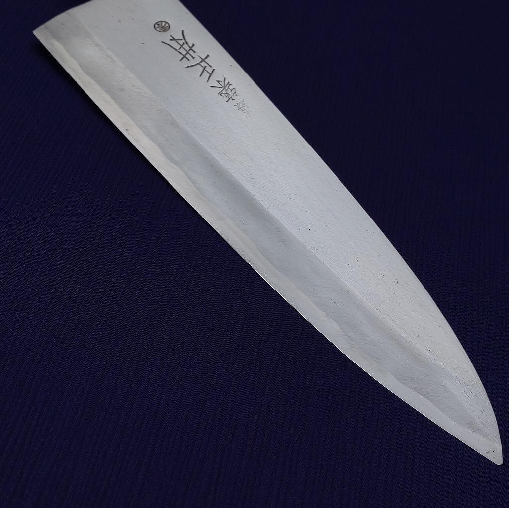 出刃包丁 築地 正本 〇秀 青鋼 刃長約200㎜ 片刃 庖丁 刃物 《0118》