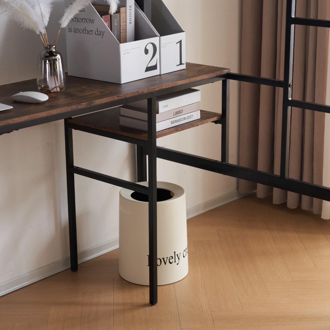 超人気！ロフトベッドデスク付き ラック棚付き ハシゴ階段北欧風 二段ベッド 大人