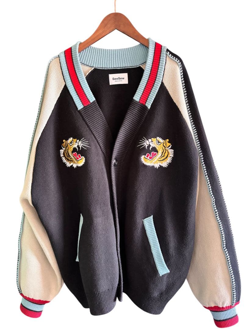 SeeSew 刺繍虎スカジャン風ニット