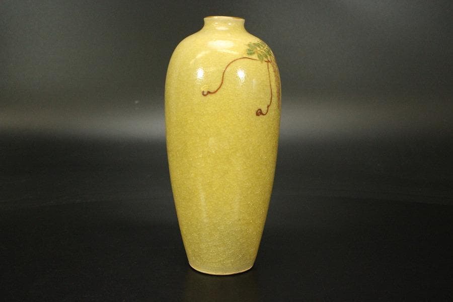 古い 薩摩 金彩 藤絵 花入(ZE717)