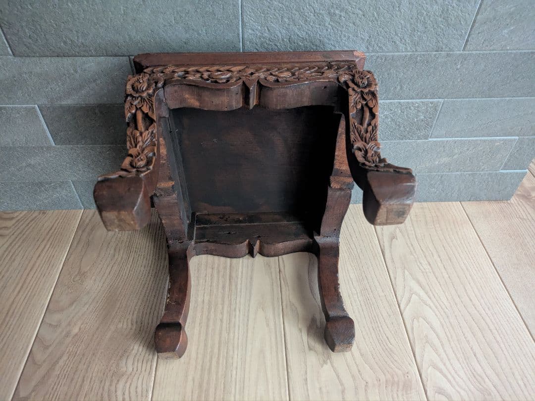 花台 木製 彫刻 飾り台 アンティーク調 アジアン家具　猫脚