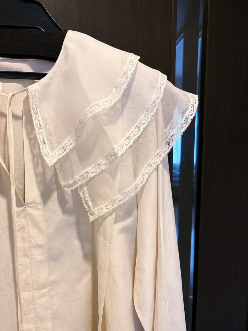 TOWAVASE シルクコットン 3重衿ブラウス/ ivory