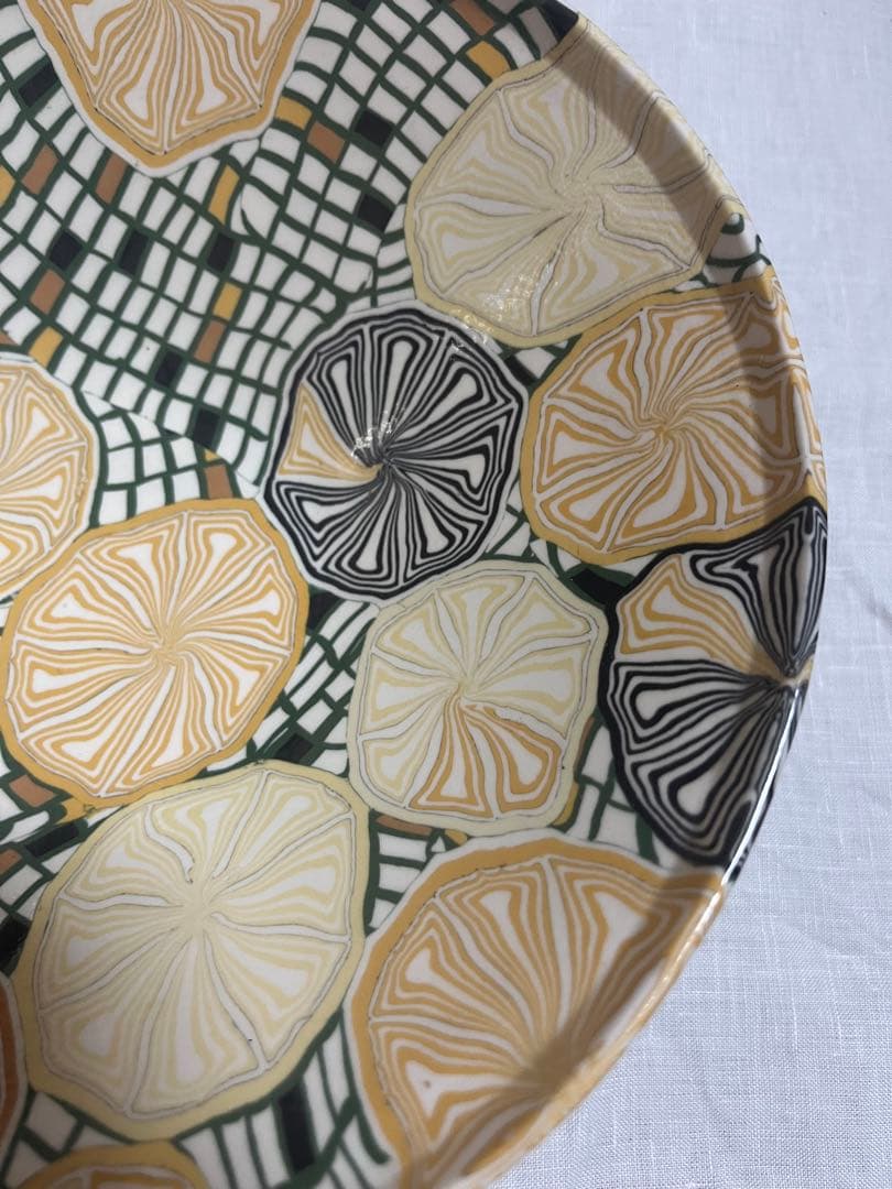 もも　ハラダマホ／練り上げ／ミカン模様の陶器製ボウル