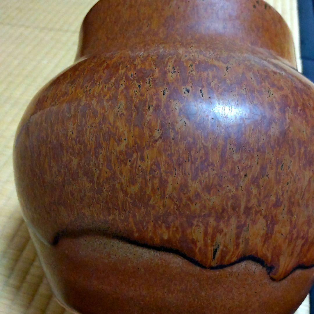 値下げ　人間国宝　清水卯一　柿渋釉薬の壺