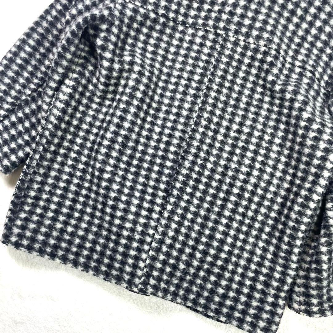 ADAM ET ROPE スタンドカラー コート ウール混 千鳥格子 フリー