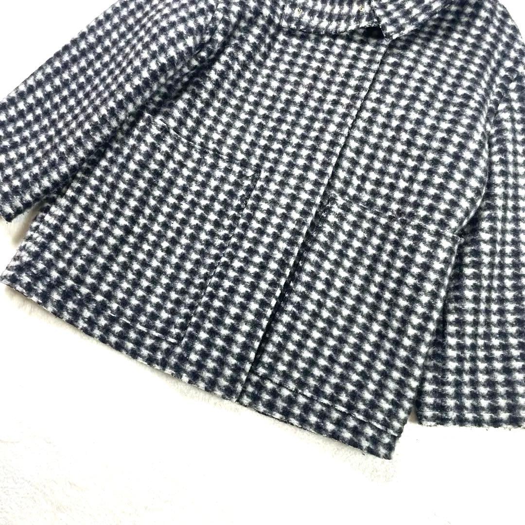 ADAM ET ROPE スタンドカラー コート ウール混 千鳥格子 フリー