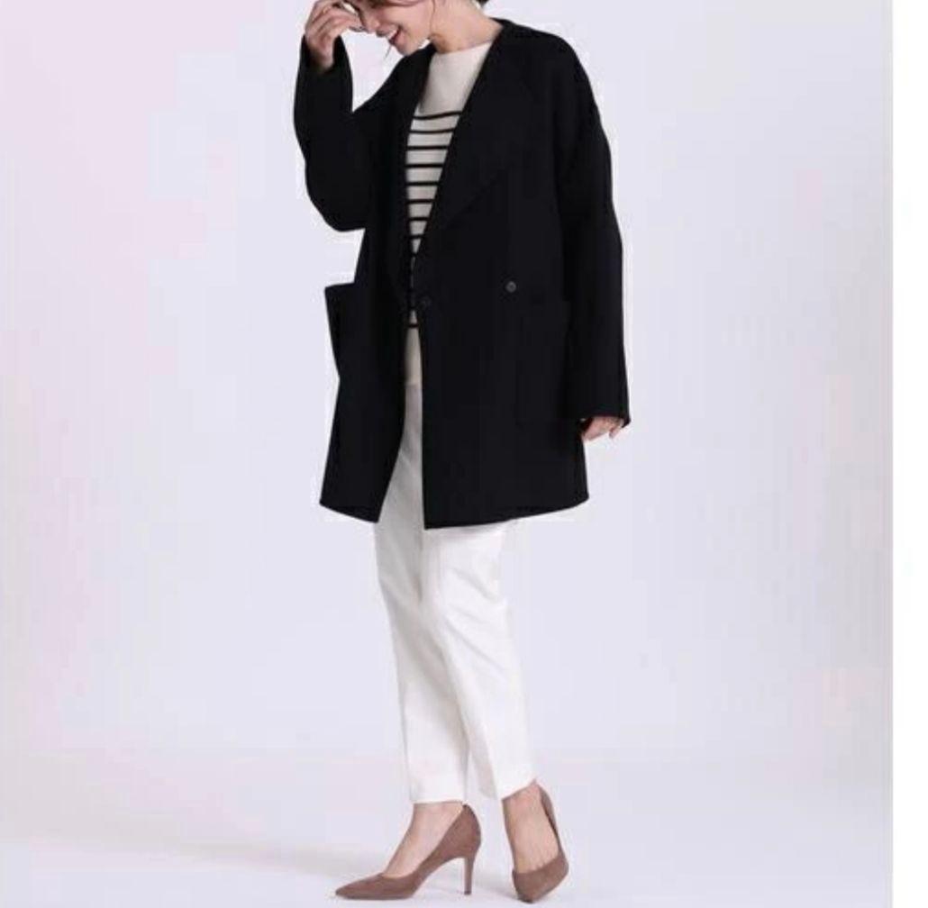 【未使用】7-IDconcept メリノウール リバーコート ブラック