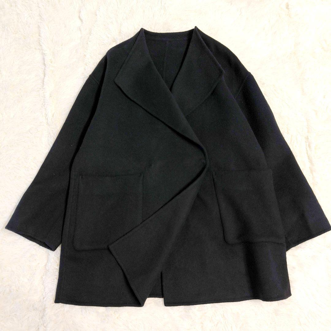 【未使用】7-IDconcept メリノウール リバーコート ブラック