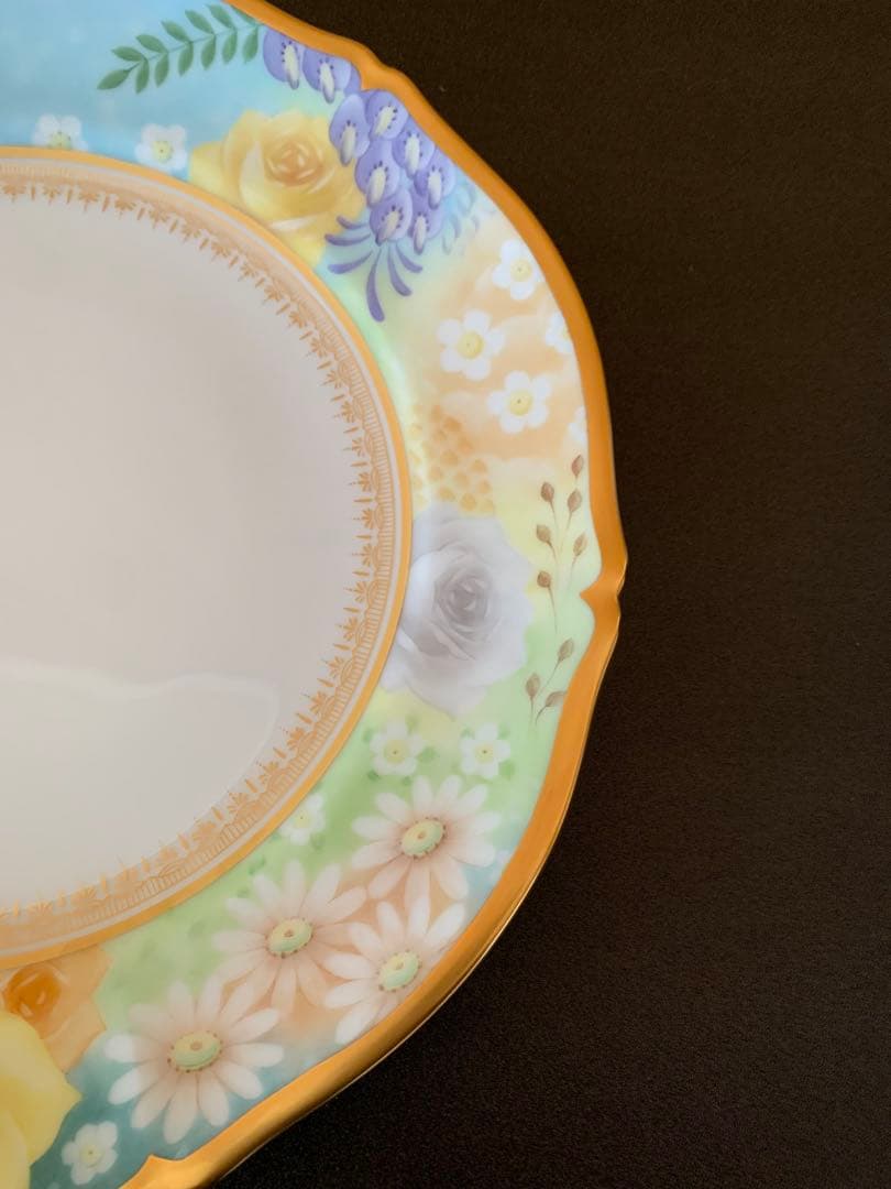 希少品　大倉陶園　花園　プレミアムブルー　ミート皿　6枚セット