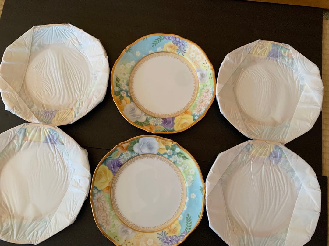 希少品　大倉陶園　花園　プレミアムブルー　ミート皿　6枚セット