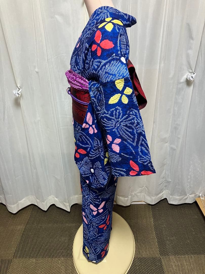 ち*ん様 オークション有松鳴海総絞り浴衣のみ157±5瑠璃色蝶