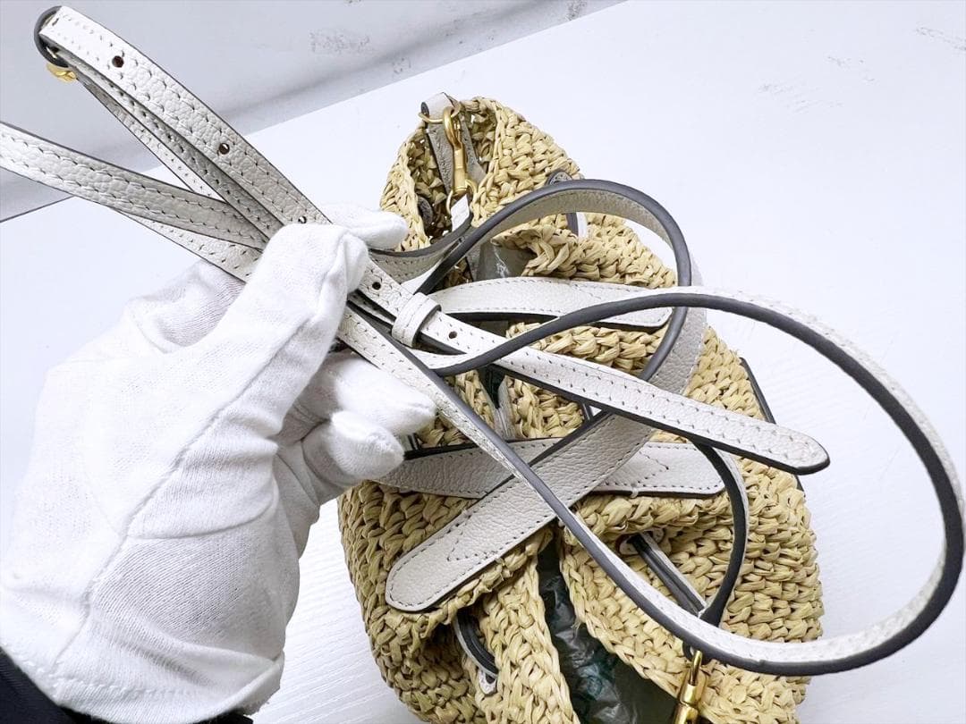 美品　アニヤハインドマーチ　ラフィア　ドローストリング　トート　ショルダーバッグ