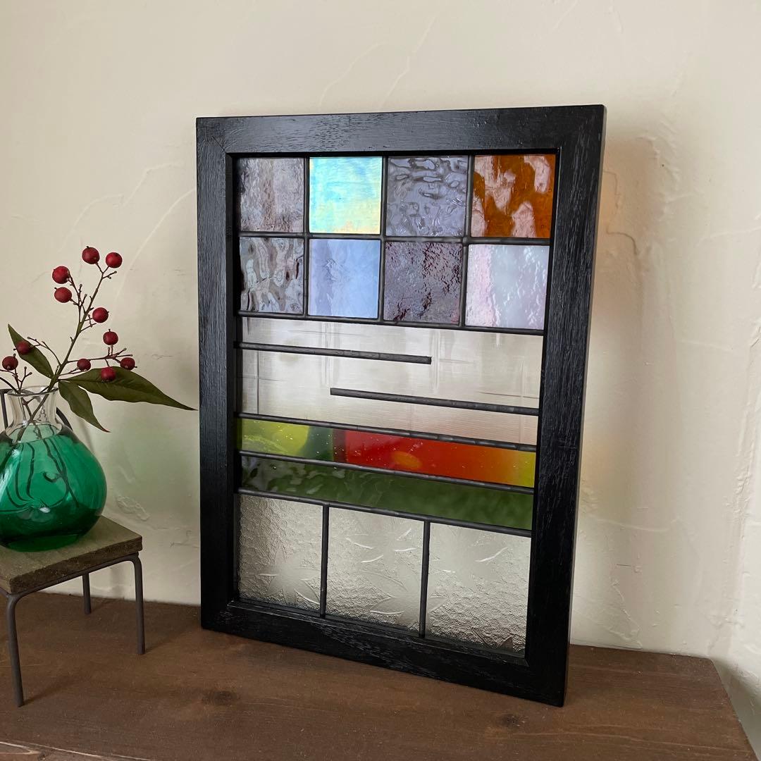 ステンドグラス　パネル　昭和レトロ　和モダン　障子