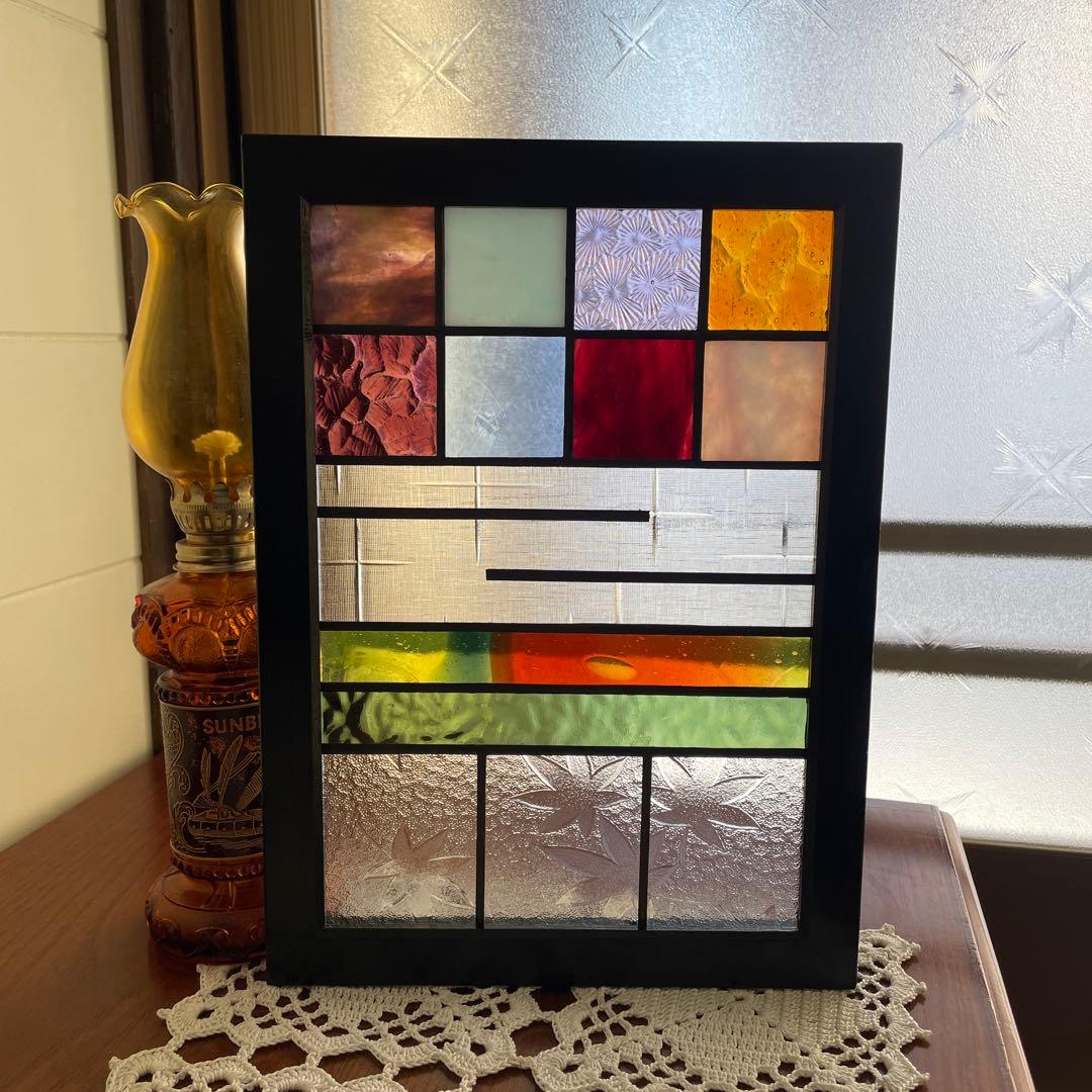 ステンドグラス　パネル　昭和レトロ　和モダン　障子
