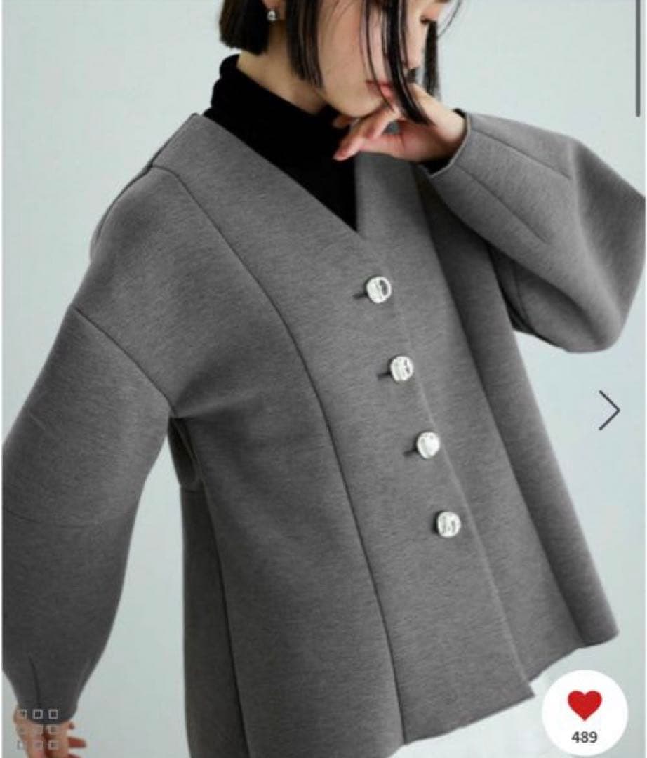 ADAM ET ROPÉ FEMME ミックスボタンペプラムカーディガン