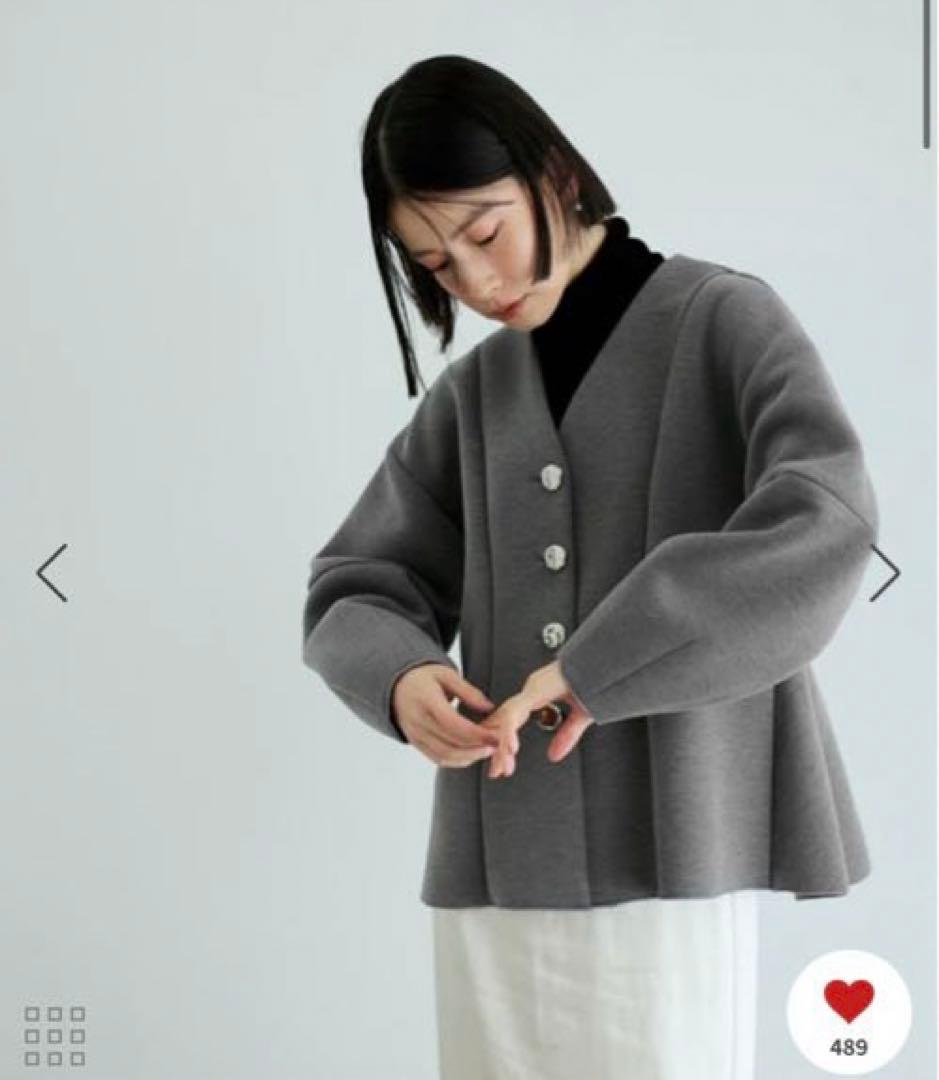 ADAM ET ROPÉ FEMME ミックスボタンペプラムカーディガン