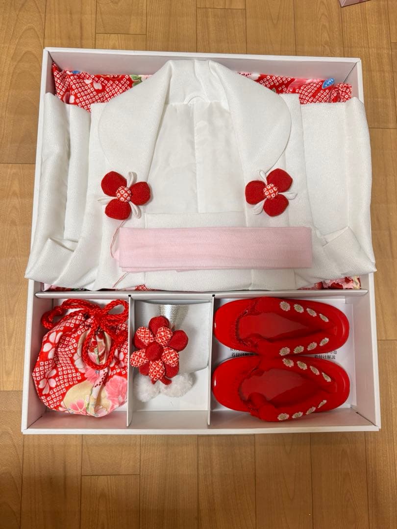 七五三 着物セット 赤色 花柄