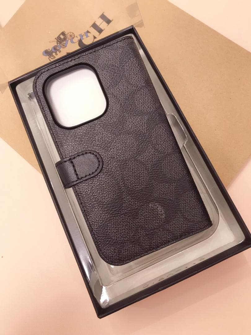 新品 coach IPHONE 14 PRO フォリオ シグネチャー キャンバス