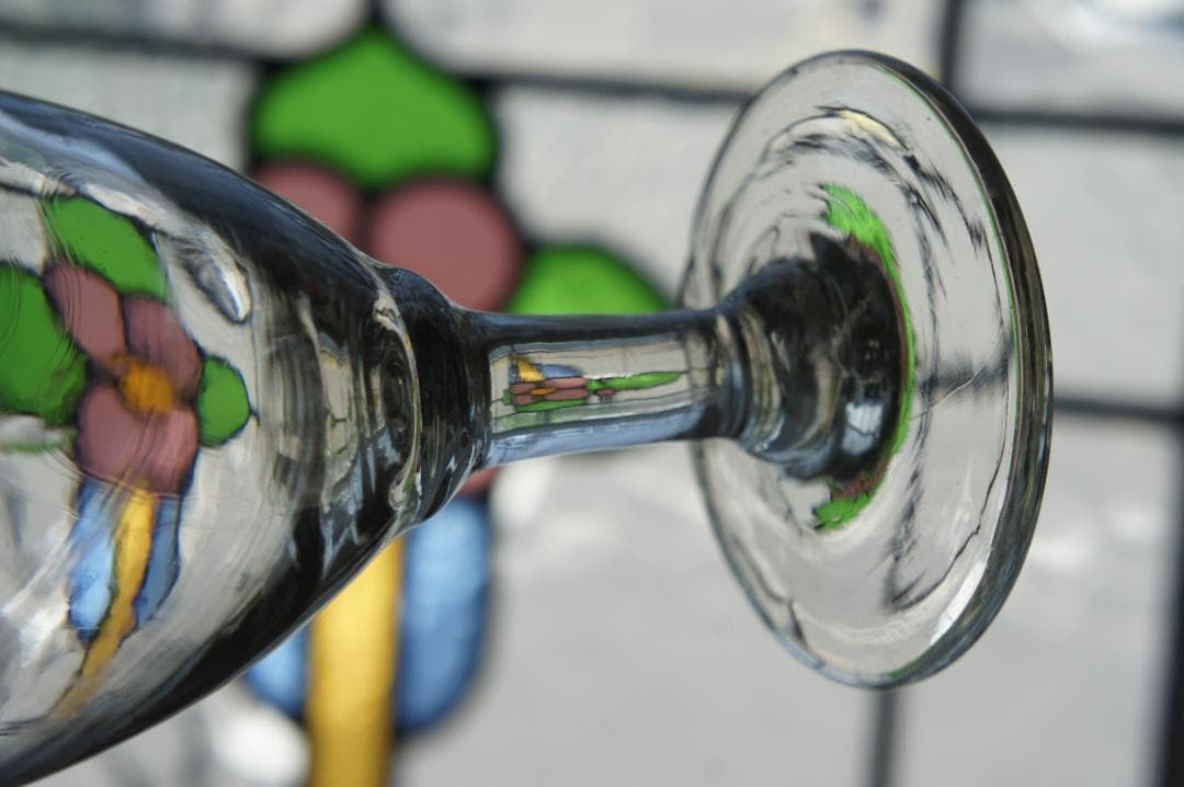 フランスアンティーク　19世紀　ビストログラス　ワイングラス　15cm　2客