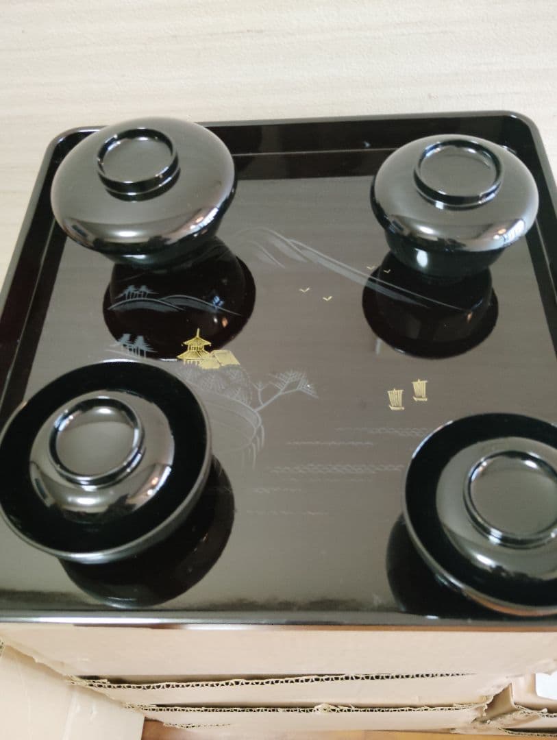 会津漆塗り　沈金　客膳セット　30セット