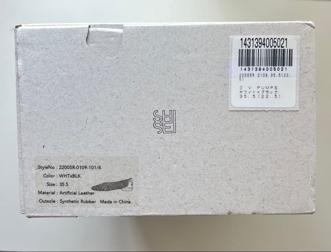 靴 SHISEI MESH ROUND V PUMPS / WHITExBLACK