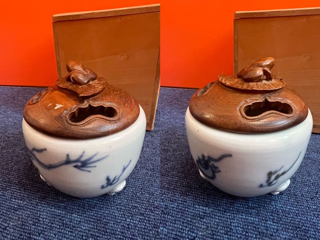 1138  中国　骨董　龍文香炉　時代物