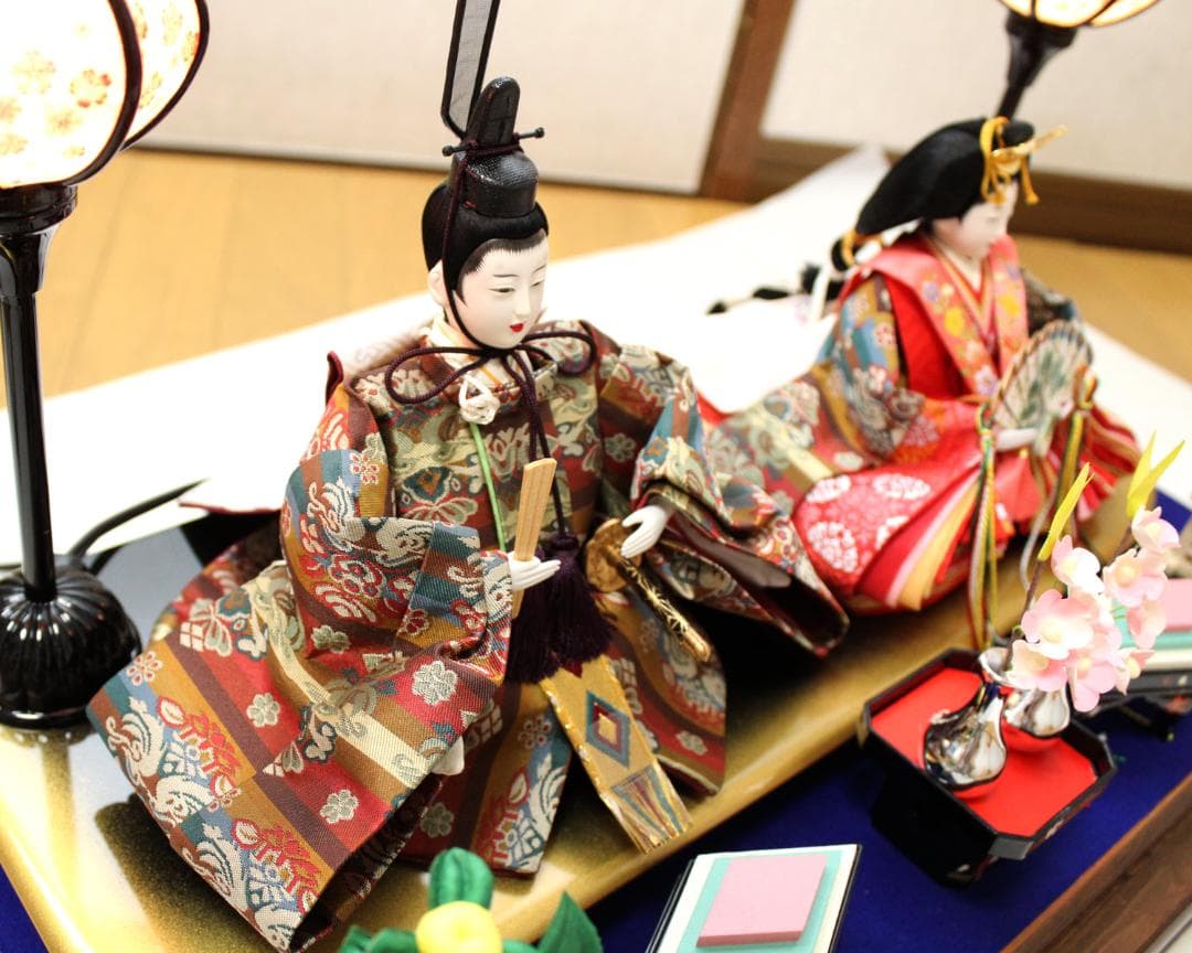 美品　ひな人形◆「みやび」親王ケース飾り◆木製ケース◆コンパクト ケース飾り