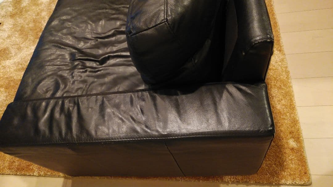 無印良品 ソファー　ブラック レザー 本革 2人掛け 3人掛け 黒 ソファ