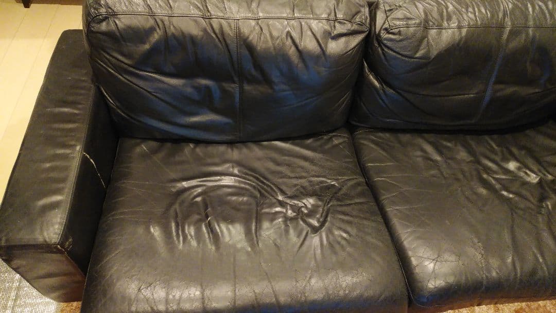 無印良品 ソファー　ブラック レザー 本革 2人掛け 3人掛け 黒 ソファ