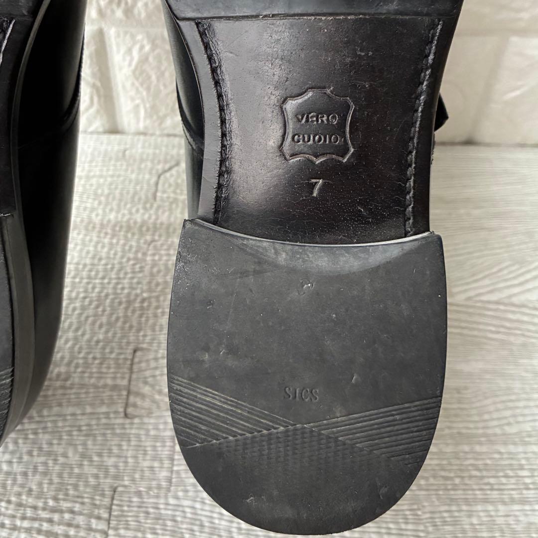 ユナイテッドアローズ 革靴 黒 UK7 シングルモンクストラップ フォーマル