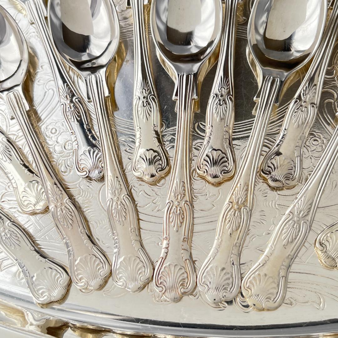 【英国】 キングスパターン ティースプーン 12本【シルバープレート】12cm