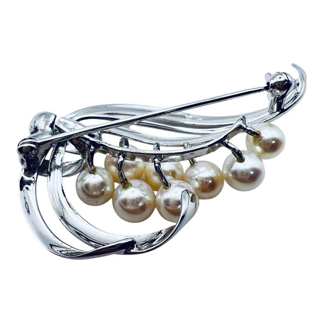 超美品　ミキモト　アコヤパール　8粒　6mm-5mm シルバーブローチ M刻印
