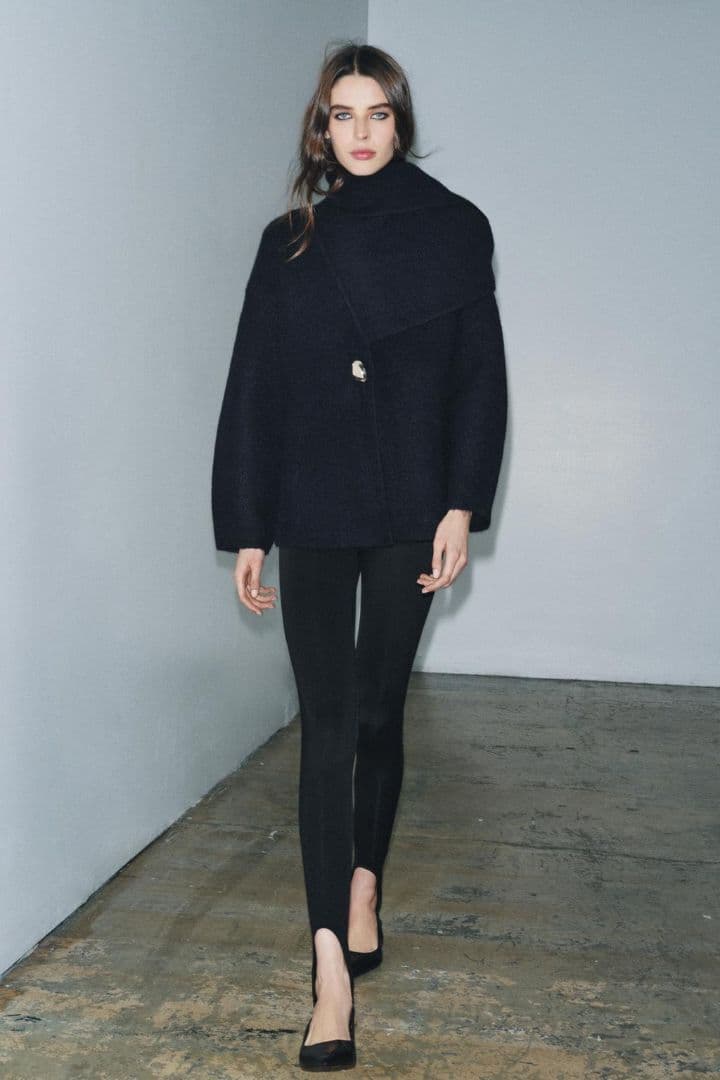 【新品タグ付き】ZARA ショートニットコート スカーフ付き L