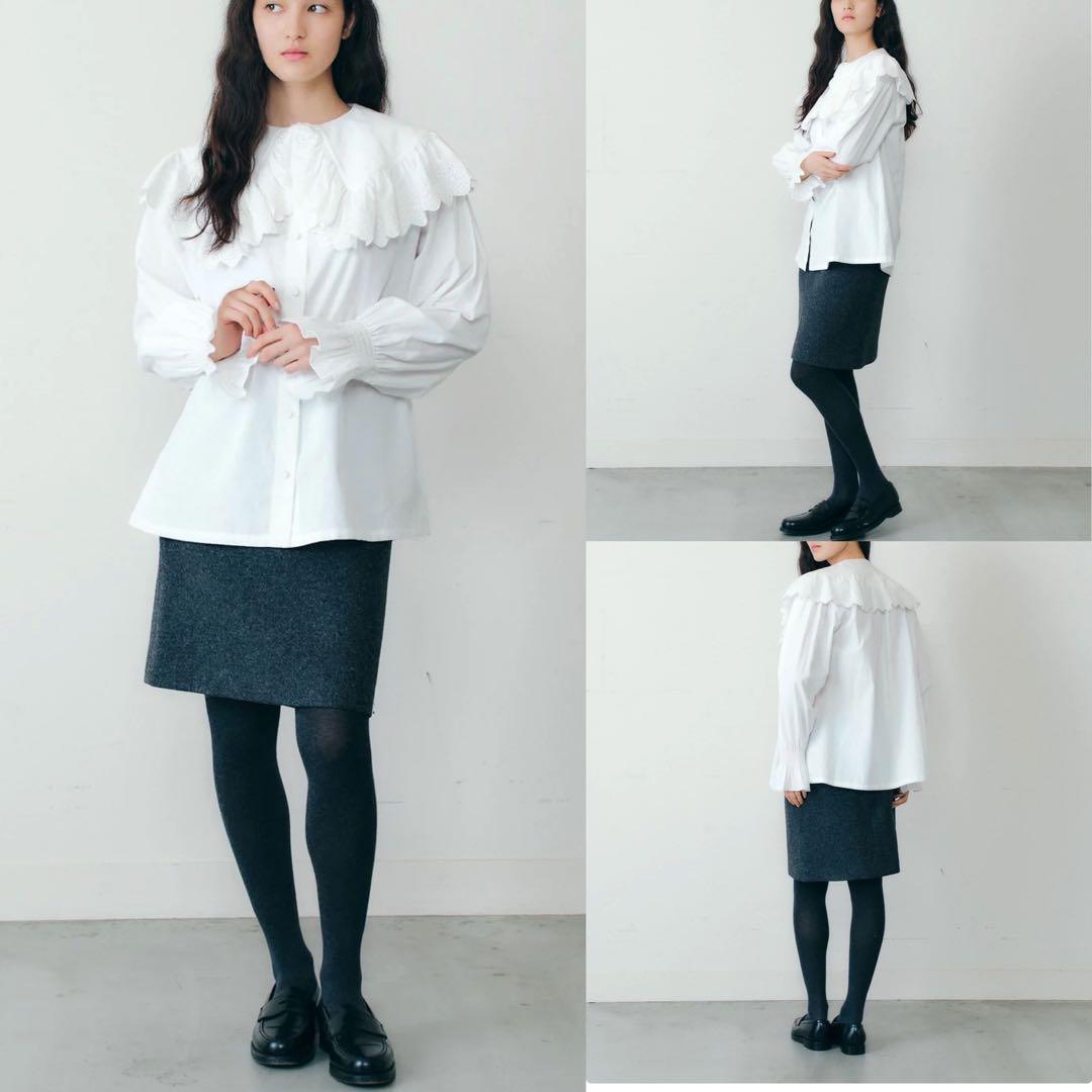 THE SHINZONE 25AW LACE COLLAR BLOUSEホワイト