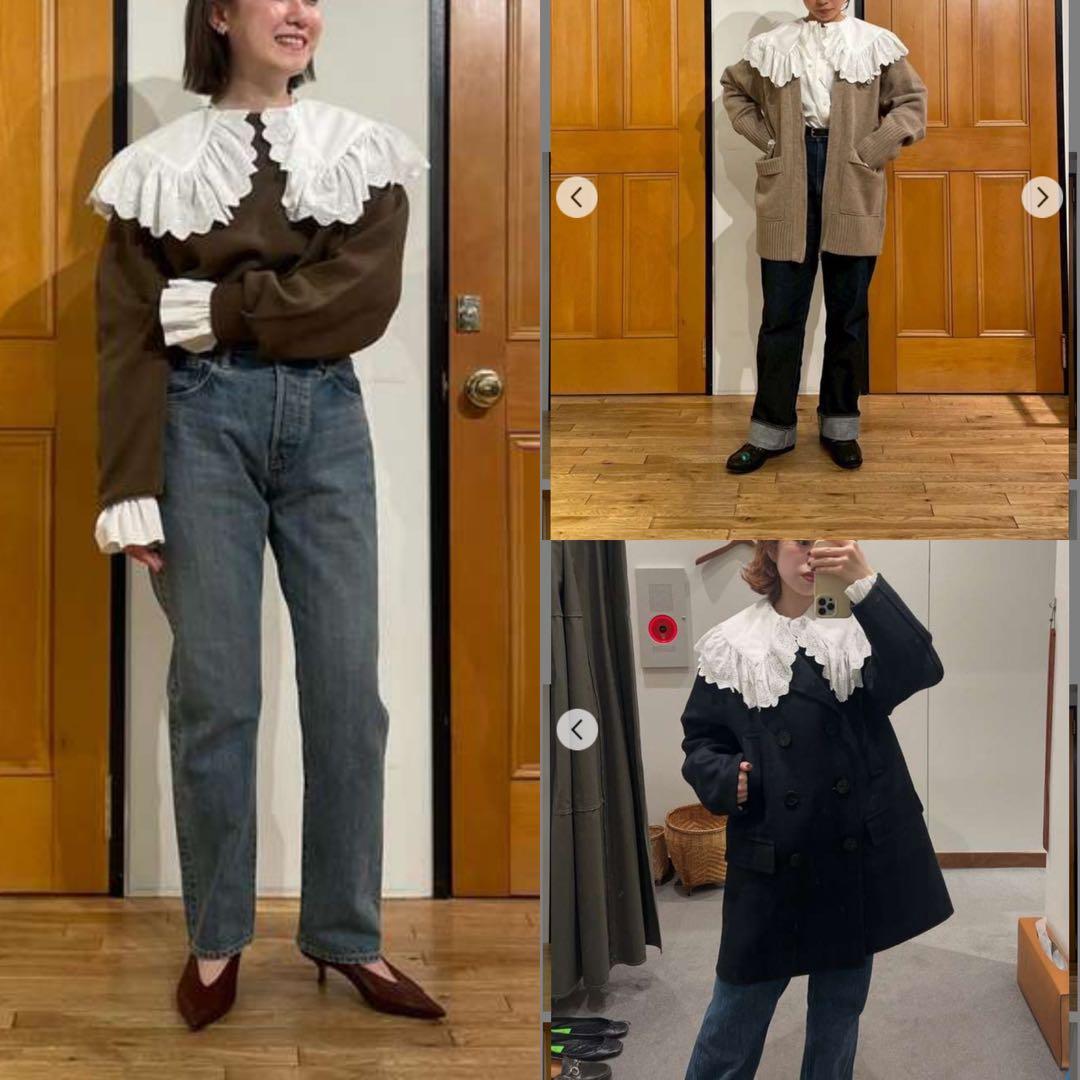 THE SHINZONE 25AW LACE COLLAR BLOUSEホワイト