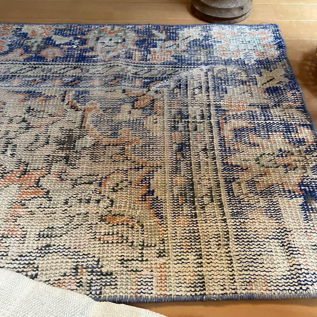 60×199 ロングランナーラグ　擦れ　シャビー　ウール　トルコヴィンテージラグ