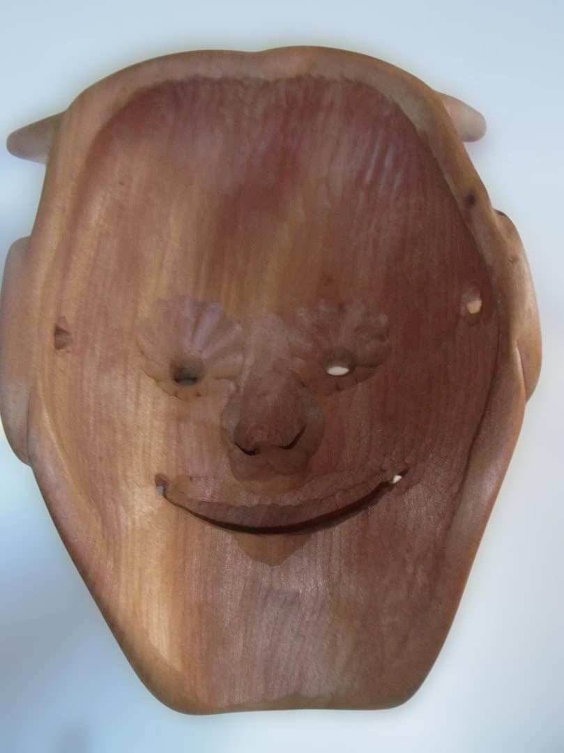 極上木製般若面角付き和風 インテリア