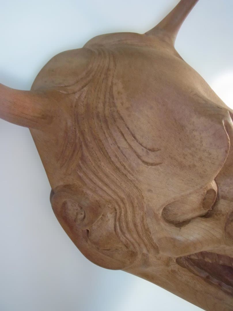 極上木製般若面角付き和風 インテリア