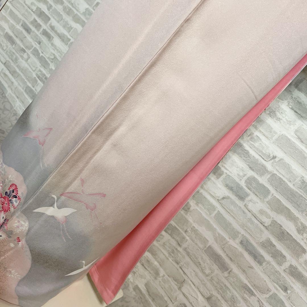 訪問着　フルセット　道長取り　飛び立つ鶴　金彩加工　入学式　卒業式　着物　I3