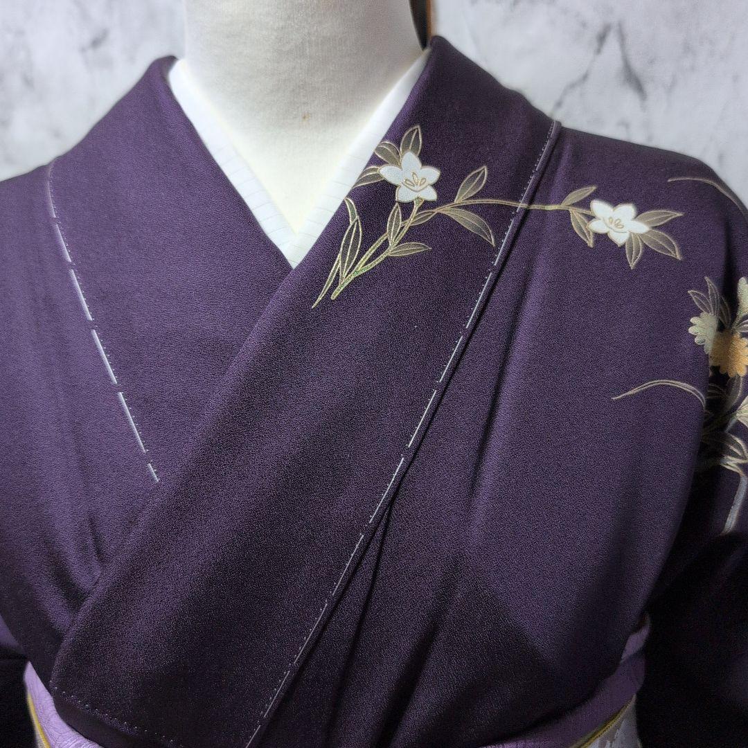 十三夜様高級正絹　紫地　金彩手刺繍　全体しつけ糸有り