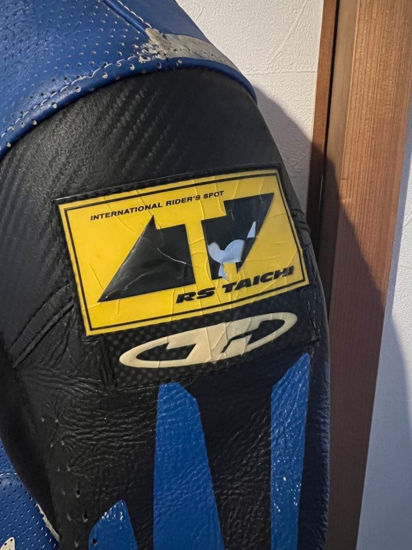RS タイチ レーシングスーツ サイズLLS 革ツナギ　レーシンググローブ　青白