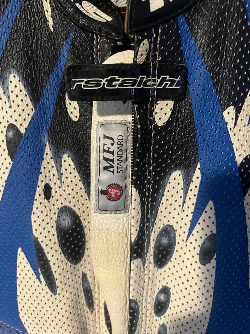 RS タイチ レーシングスーツ サイズLLS 革ツナギ　レーシンググローブ　青白