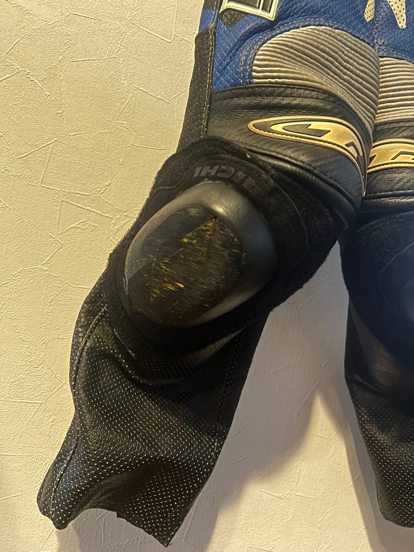 RS タイチ レーシングスーツ サイズLLS 革ツナギ　レーシンググローブ　青白