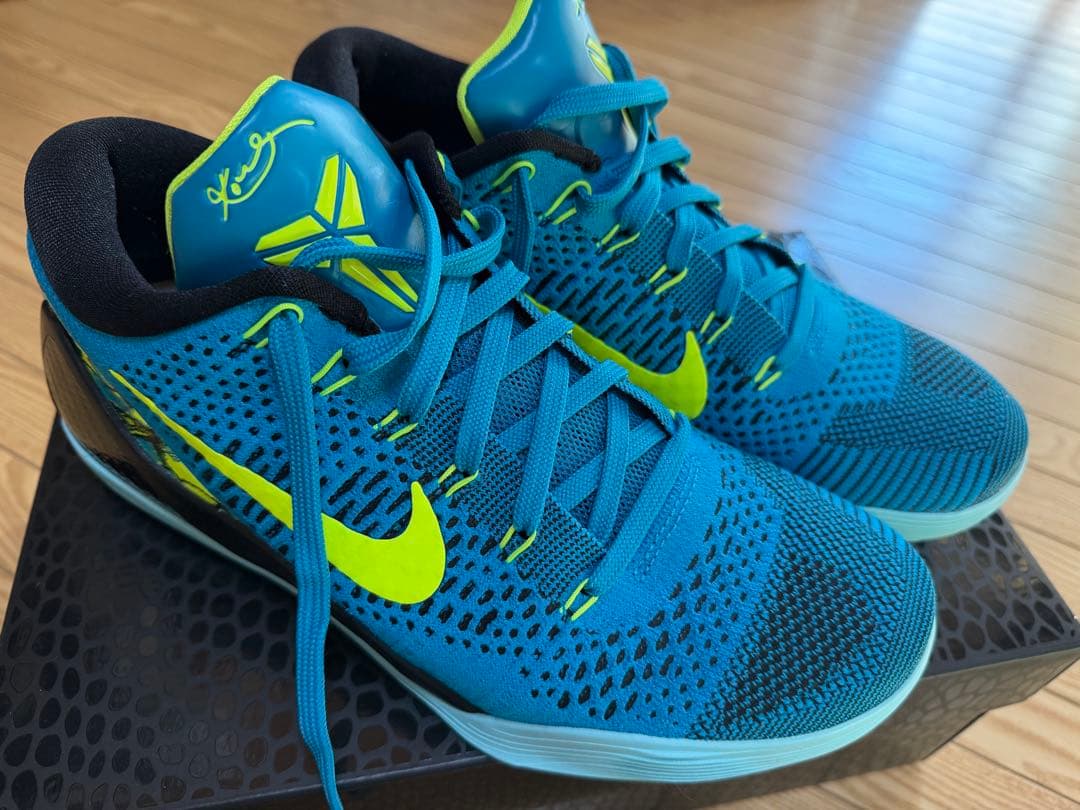現*猫様 Nike Kobe9 バスケットボールシューズ 青/黄緑