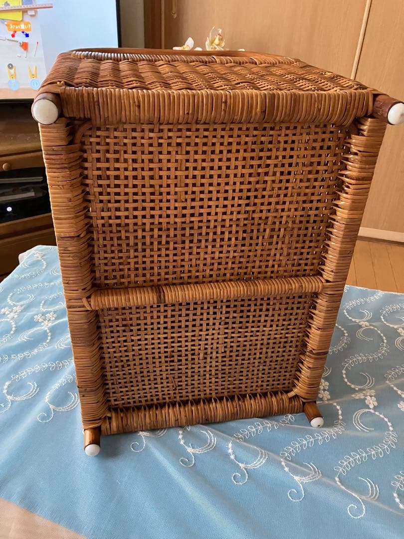 ヴィンテージ❤️ラタン　蓋付きバスケット　昭和　レトロ